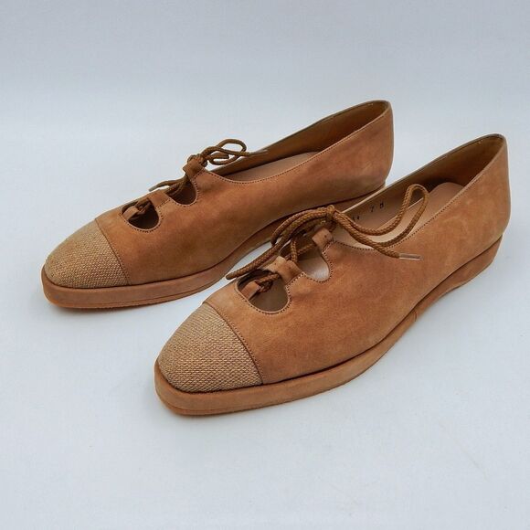 Etienne Aigner Womens Suede Flats Lace Up Casual Slip On Made In Spain Size 7 M - Picture 3 of 13